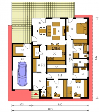 Grundriss des Erdgeschosses - BUNGALOW 30